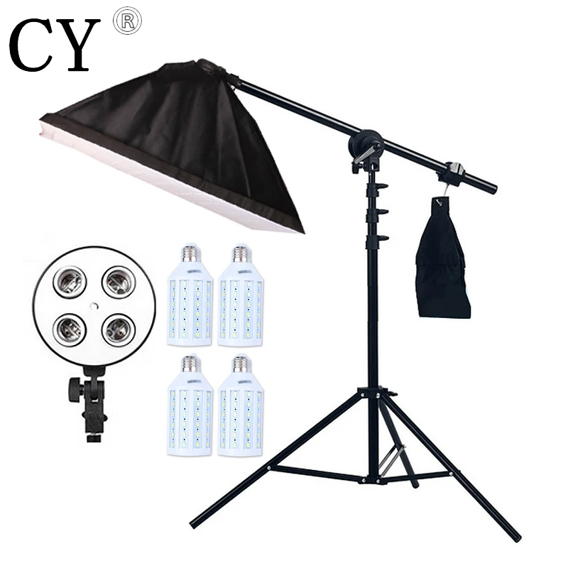 

Inno 4pcs 20W LED Light Photo Studio Video Lighting Kit Light Stand*SoftBox With 4 * E27 lamp holder*Boom Arm 75-135cm Hairlight