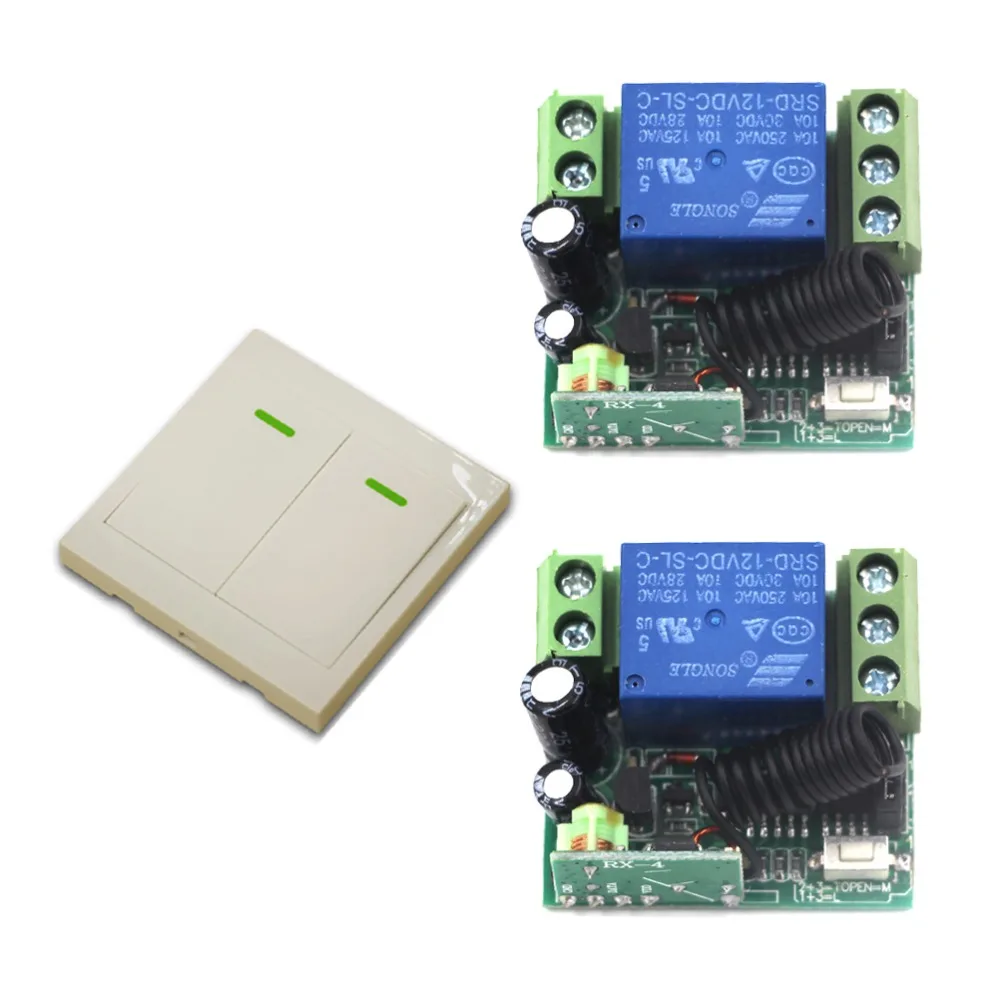 

New DC12V RF Wireless Radio Remote Control Switch System Remote Lighting Mini Receiver with 2Key Transmitter 315Mhz 433Mhz
