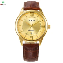 

Top North Brand Luxury Men Gold Watch Minimalism Antique Golden Japan Quartz Men's Business Dress Watch Waterproof Male Clock