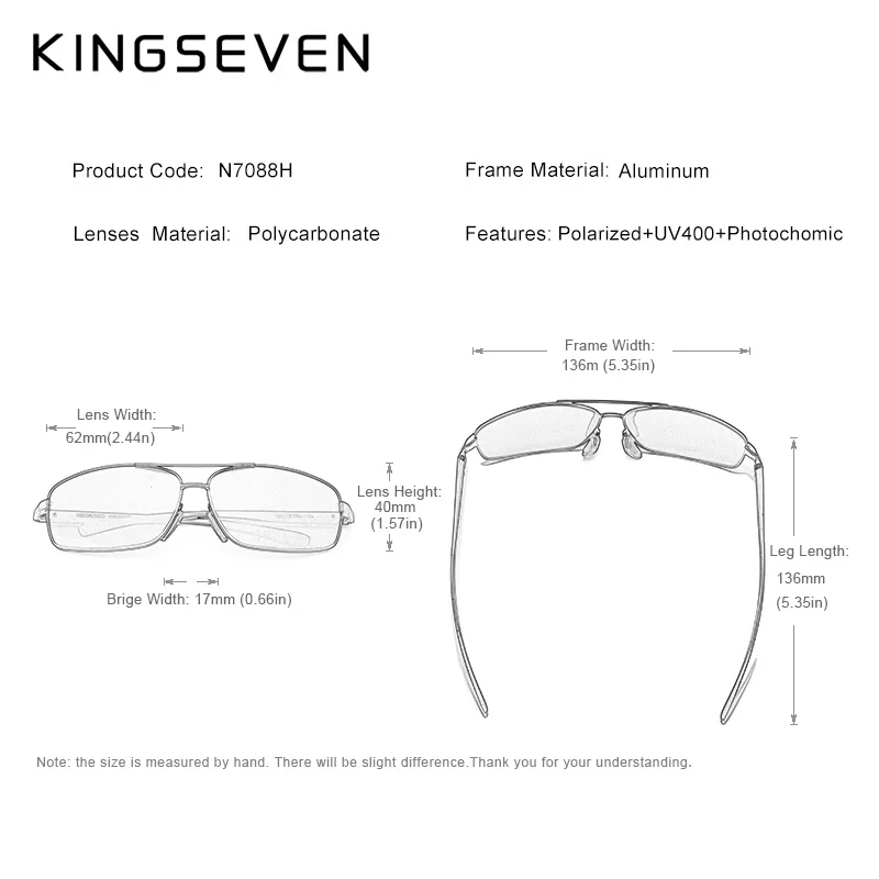 KINGSEVEN новые фотохромные солнцезащитные очки Мужские поляризационные хамелеоны