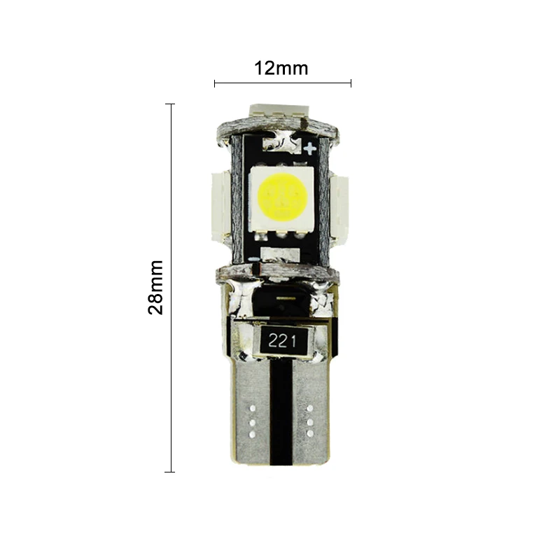 10x T10 w5w светодиодный Canbus для автомобилей лампы 12V Интерьер Чтение светильник, на танкетке, с боковой лампы 5W5 светодиодный Белый 5050 5SMD 5000K белый без ошибок
