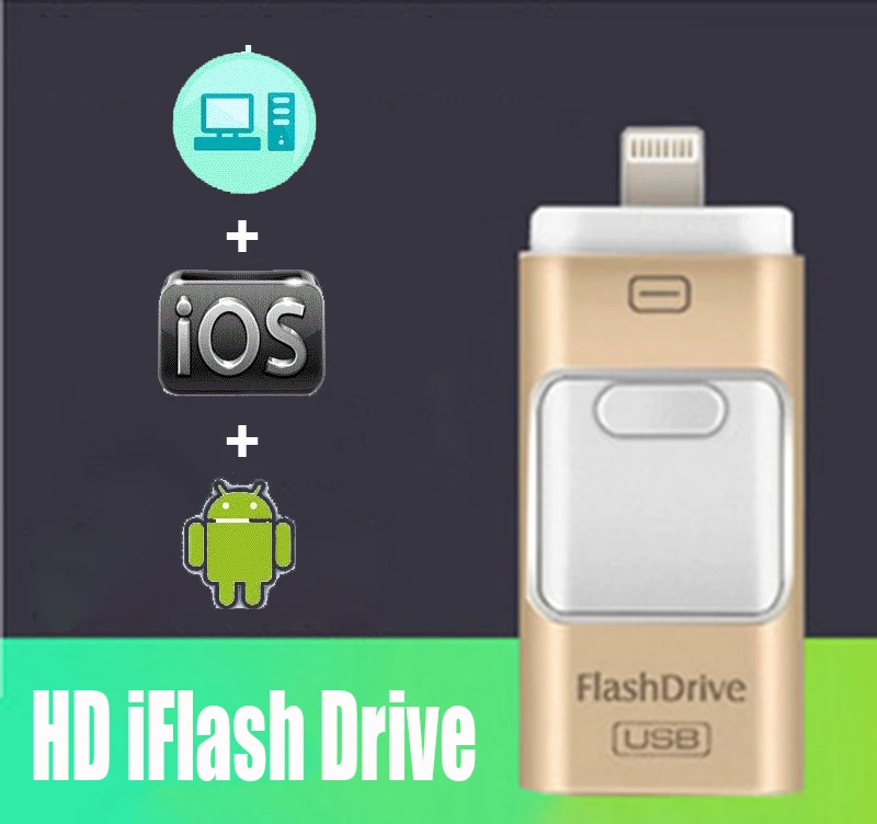 HD iFlash флеш-накопитель 128 ГБ для iPhone/iPad/iPhone 7 iPod iOS для Android телефонов USB флэш-накопитель 128 Гб 64 ГБ 32 ГБ оперативной памяти, 16 Гб встроенной памяти, 8 Гб флэш-накопитель USB 3,0