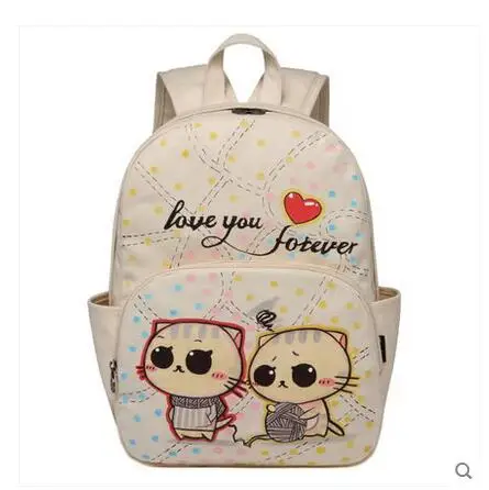 2017 new wild canvas bag shoulder bag personalized animation casual backpack student bag Korean version of