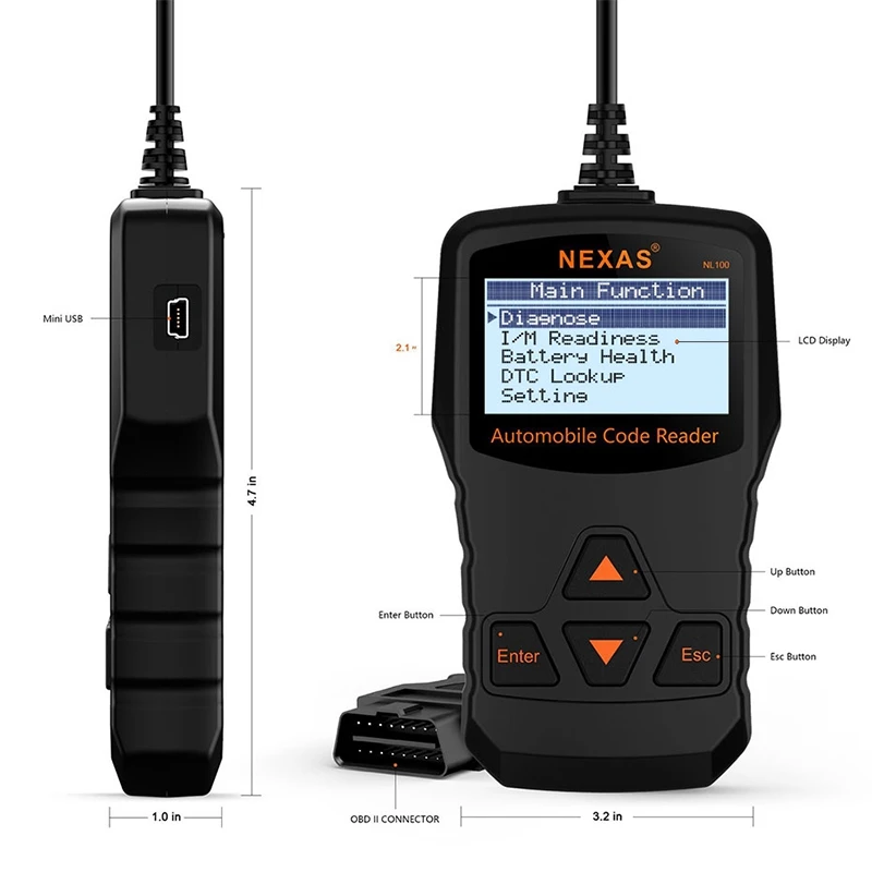 NEXAS 2018 NL100 OBD2 Авто диагностический сканер двигатели для автомобиля диагностический инструмент