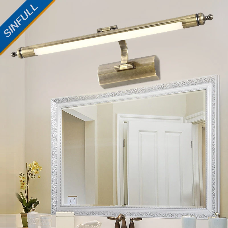 American Style Retro LED Mirror Lamp European Waterproof Mirror Front