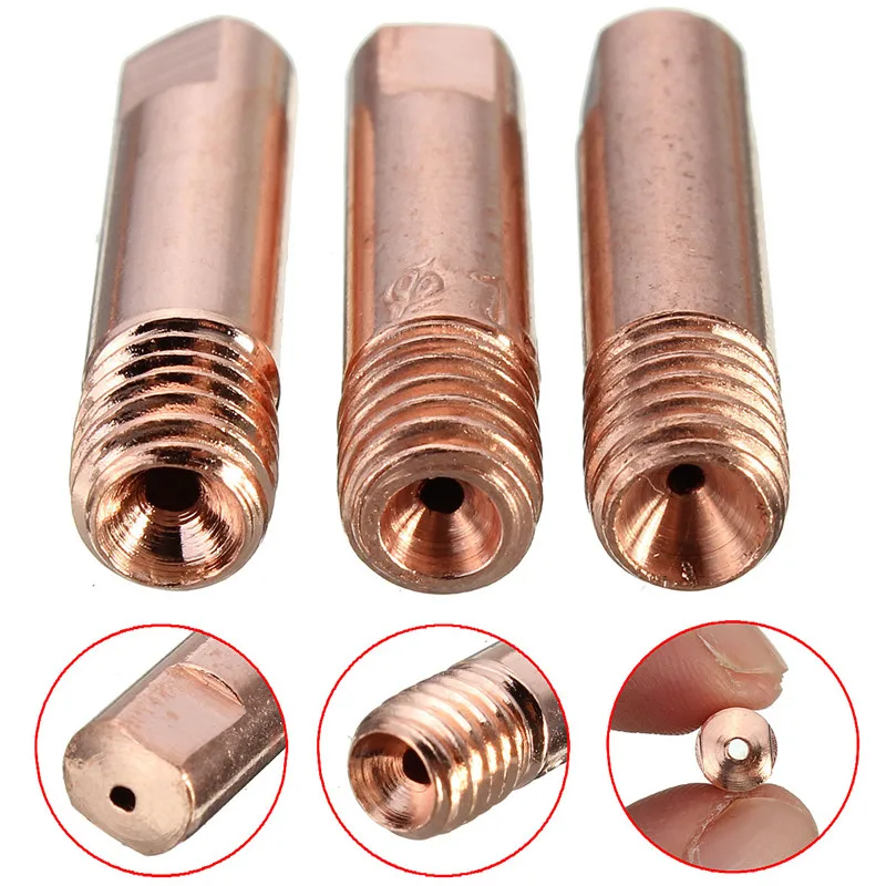 10pcs Gas Nozzle Gold 15AK-0.8mm Mig Mag Welding Weld Torch Contact TiZD