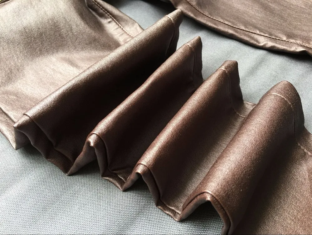 New Fashion Women's Brown Low-waist Elastic Pencil Pants Trousers Sexy Tight PU Coating imitate Leather Pants with Plus Size (18)