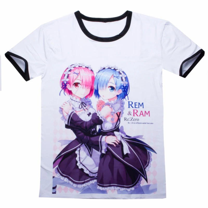 Lychee Zero Kara Hajimeru Isekai Seikatsu футболка японское аниме Эмилия Рем Харадзюку Мультфильм