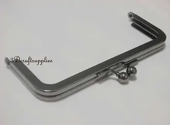 

metal purse frame glue on clasp clip gunmetal 8 inch X 3 inch Y5