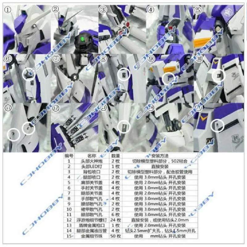 Metal Details Up Parts Set for BANDAI NEW MG 1 100 RX-93 V2 Hi-Nu Gundam Ver. Ka model kit