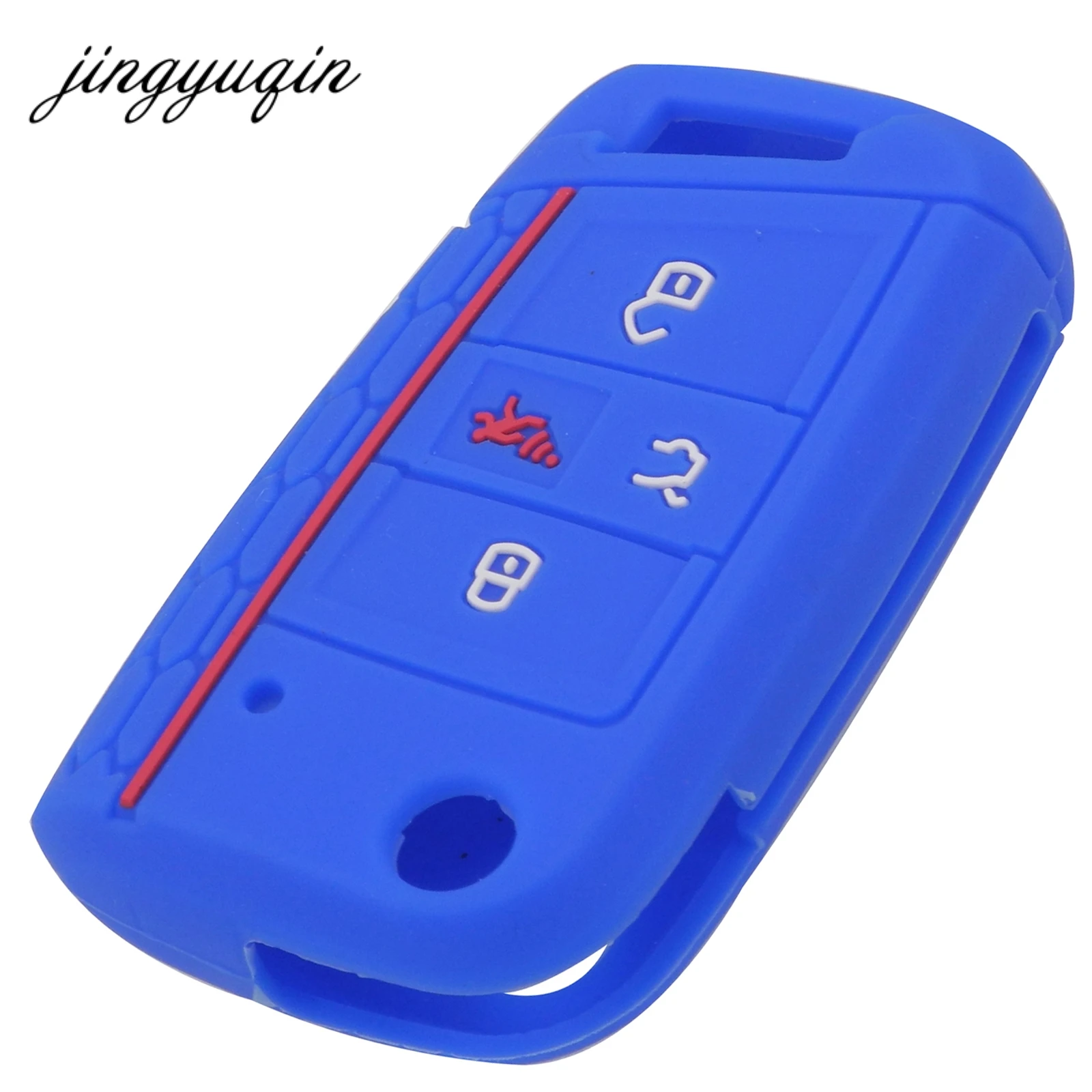 jingyuqin Silicone Flip key fob Cover Skin for VW 2016 2017 Golf 7 ALLTRACK MK7 for Skoda Octavia A7 SEAT Remote 4 button Case