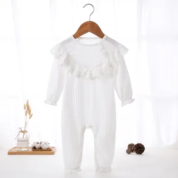 

-Baby Clothes Jumpsuits Buttons-Up 100% Cotton O-Neck Full-Sleeves Solid Color Breathable Absorbent Coveralls 3-12 Months