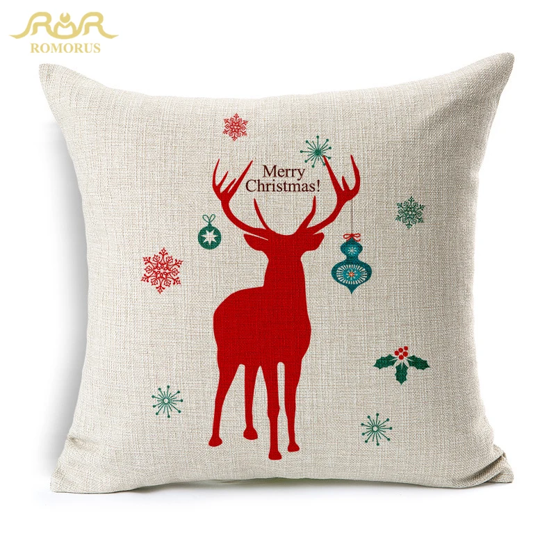 

New Christmas Decorative Cushion Cover Linen Cotton 43*43cm Square Pillowcases Throw Pillow Cases for Sofa Bed capas de almofada