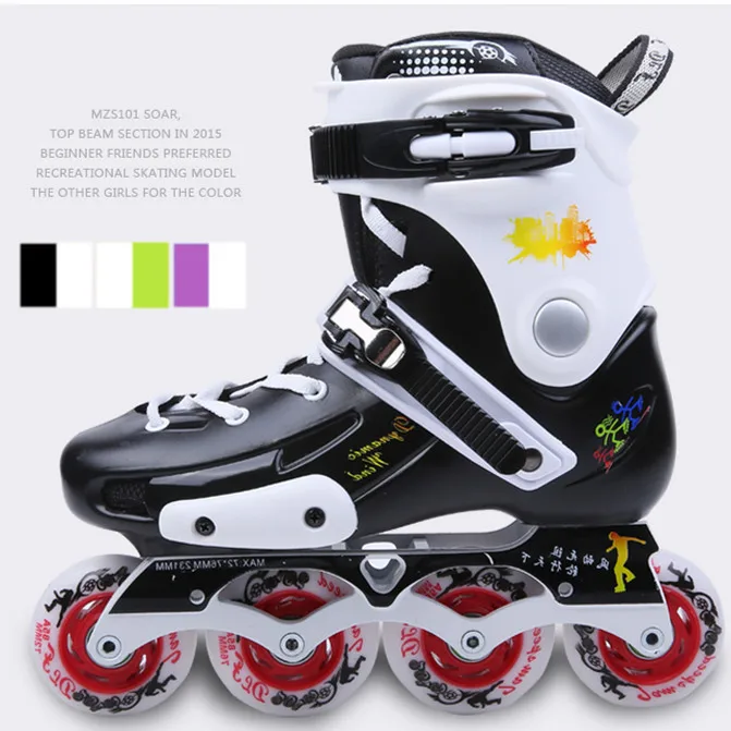 جديد 2018 الصيف مضمنة المهنية الكبار النساء الرجال سباق التعرج الجليد التزلج أحذية تزلج قابل للتعديل قابل للغسل بو عجلات Adulto 3 ألوان