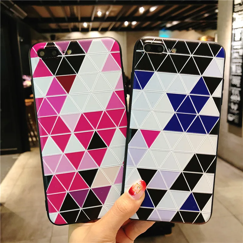Роскошный модный чехол для IPHONE 7 8 PLUS X 6 S тиснение красный синий в клетку мягкий