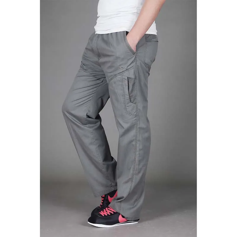 Модные повседневные брюки больших размеров летние свободные тонкие XXXL XXXXL 6XL мужские длинные брюки высокая талия мужские брюки с эластичной резинкой на талии