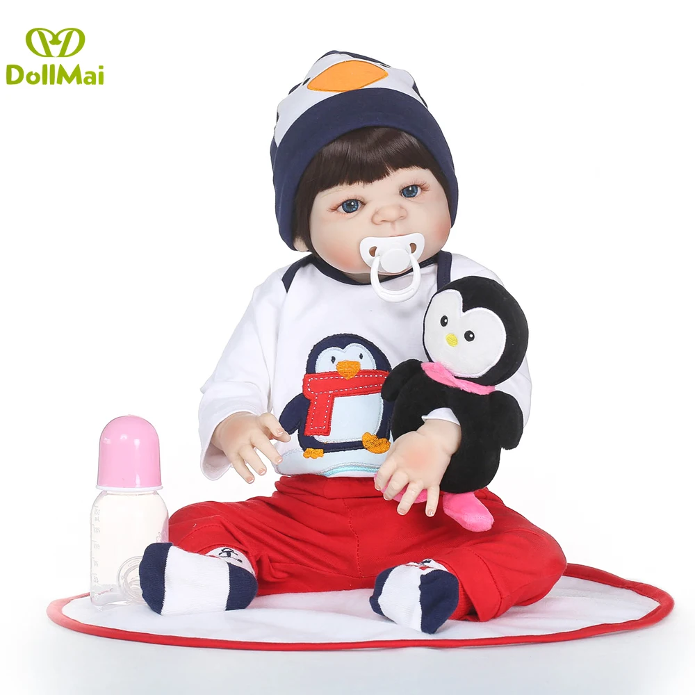 

NPK 23 Inch Reborn Baby Dolls Toy Wholesale Realistic Lifelike Babies Vinyl Doll Full Silicone For Boy bebe Toddler Xmas Gifts
