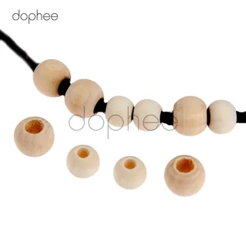 

dophee 100pcs 9*10mm/11*12mm Natural Flat Round Wooden Beads Big Hole For Artwork Necklace Making Garment Decoration