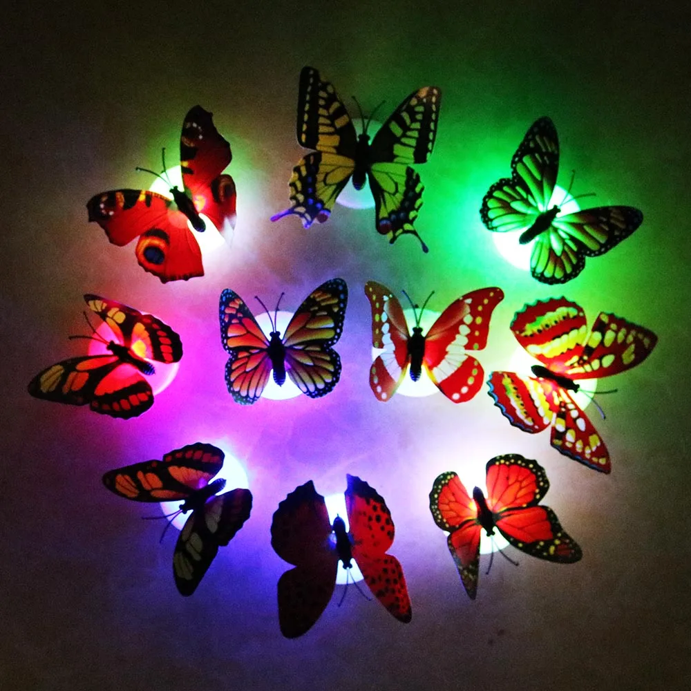 2 шт./лот бабочка ночник настенные наклейки с розничной коробкой RGB светодиодный светильник для дома гостиная детская комната Fridage спальня случайный цвет TR