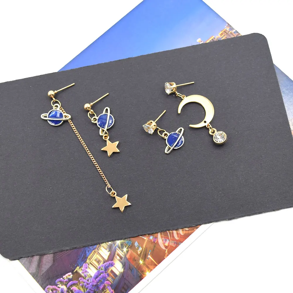 Free Shipping Moon Stars Blue Color Earring Drop Earring Fashion