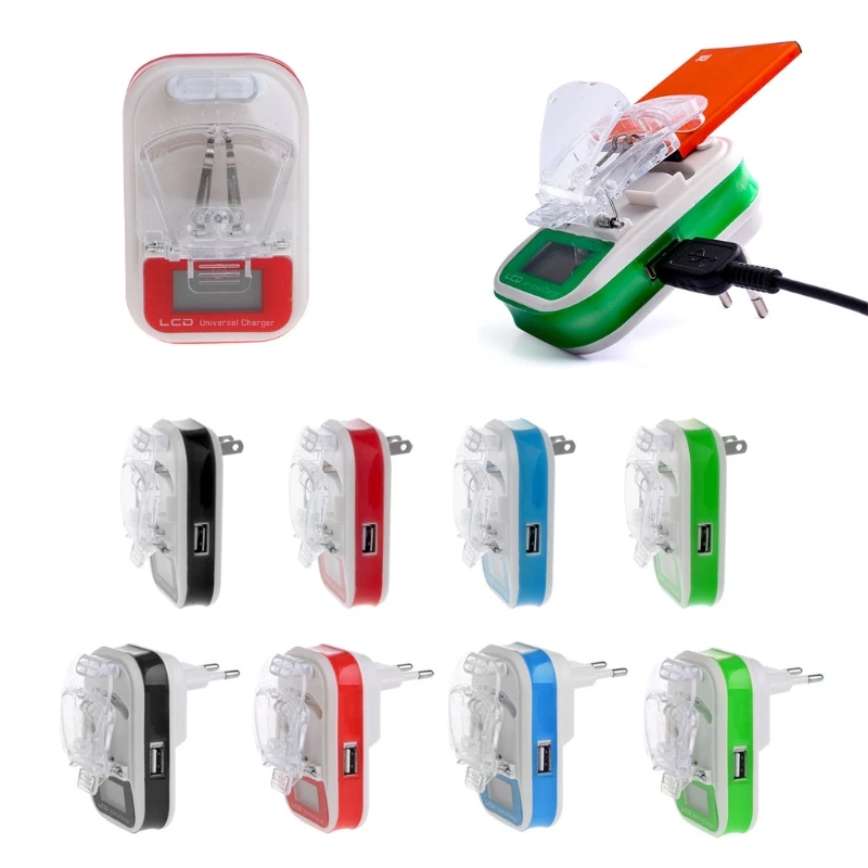 USB Universal Battery Charger LCD Indicator Screen EU/US Plug For Cell Phones USB Charger Samsung Battery Charger + Tracking