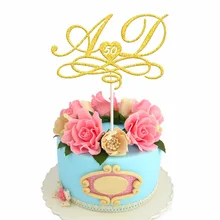 1 шт. индивидуальный пользовательский начальный свадебный торт Топпер Блестящий золотистый Серебристый юбилей торт Топпер зацепляющий цилиндр вечерние Декор