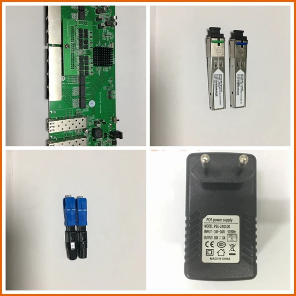 #^Special Price 2 Ports SFP+8 Ports RJ45 POE reverse Switch board, not manageable. POE source 24V/1A, SFPs 3km, SC/UPC fast connector