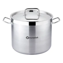 Кастрюля с крышкой Eurostek ES-1016(диаметр 26 см, объем 12 л, кастрюля и крышка из нержавеющей стали многослойное теплоаккумулирующее индукционное дно