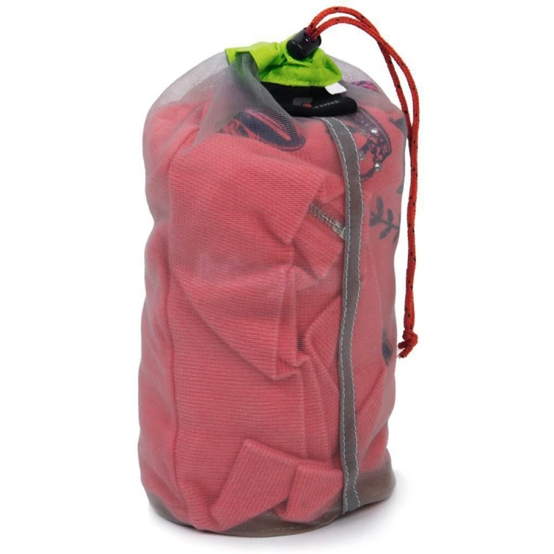 Outdoor Bag Ultralight Mesh Stuff Sack Camping Sports Drawstring Storage*BaR ji