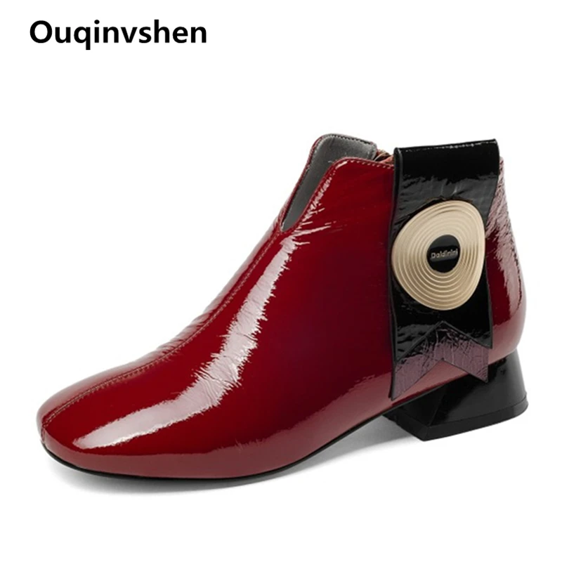 

Ouqinvshen Appliques 2018 Autumn Women Fashion Round Toe Casual Plus Size Plush Women Winter Shoes Mixed ColorsCasual Red Boots