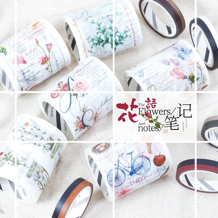 

2 pcs/pack Flower Notes Washi Tape Adhesive Tape DIY Scrapbooking Sticker Label Masking Tape