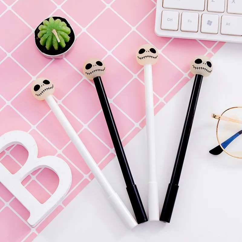 

30 PCs Super Cool Night Light Skull Neutral 0.5 Black Student Neutral Pen Wholesale Custom Manufacturer Stationery Wholesale