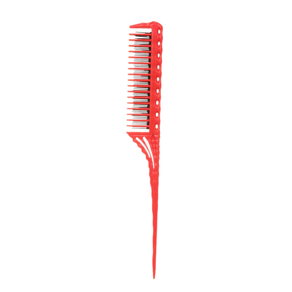 3 рядами зубы расческа щётка для облегчения расчесывания, Крыса гребень для придания объема задняя ближайшие парикмахерские расчески - Цвет: Red