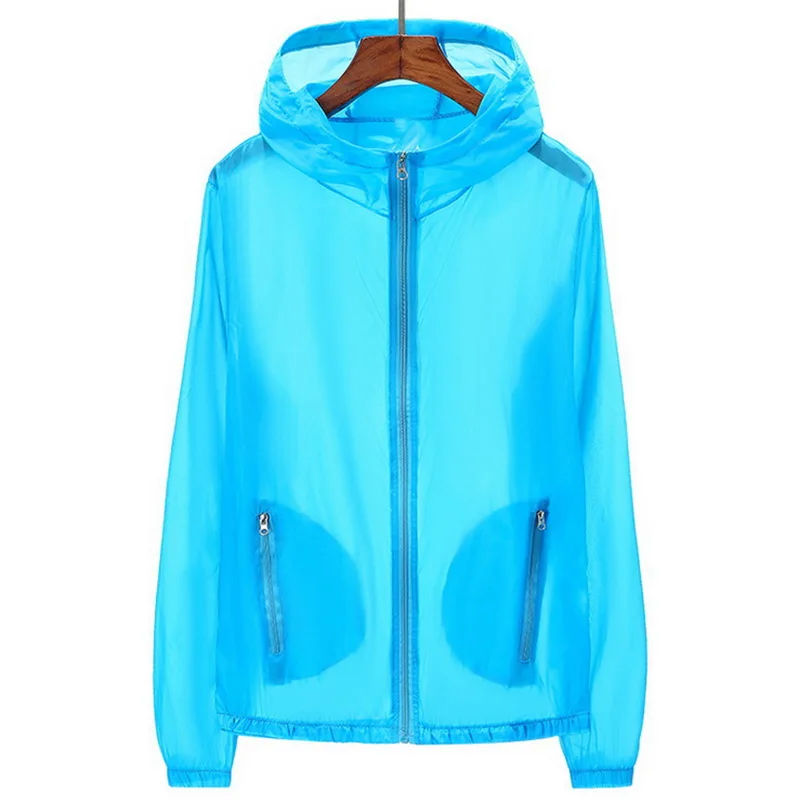 CALOFE брендовая Новинка для мужчин и женщин УФ солнцезащитное пальто прозрачная однотонная куртка с длинным рукавом летнее пляжное пальто яркого размера плюс - Цвет: 5