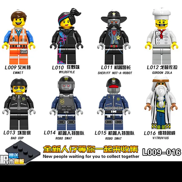 

8pcs Movie City Bad Cop/Emmet/Gordon Zola/Vitruvius Minifigured Building Blocks Figure Bricks Compatible With Bela