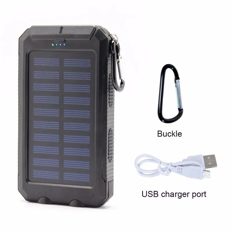 Waterproof Compass Attached Double USB Output Solar Power Bankbank
