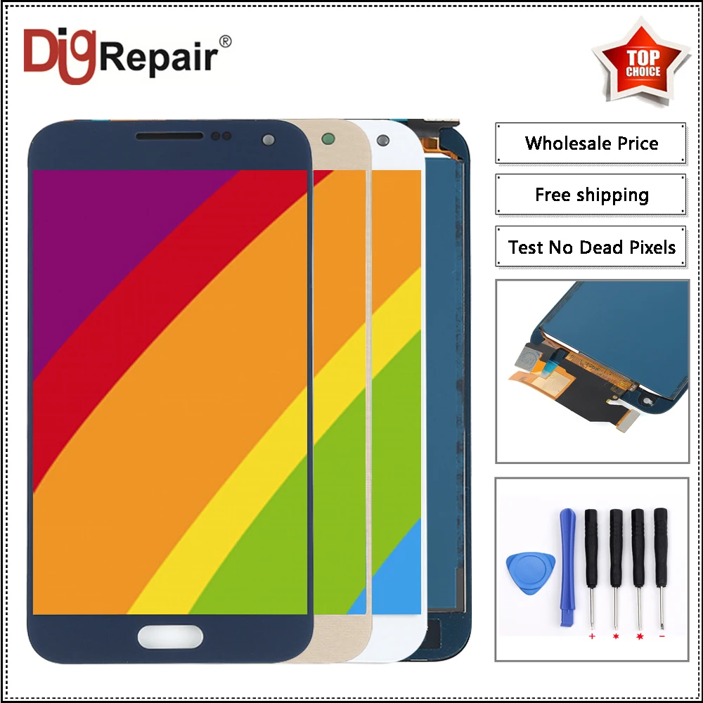 

e500 display AAA For Samsung Galaxy E5 E500F E500H E500M LCD Display Touch Screen Digitizer Assembly Parts For samsung e5 screen