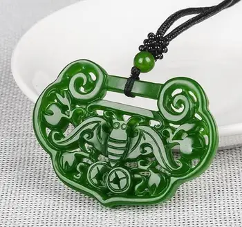 

Chinese Natural Green Jade Hetian Jasper Hand-carved Ruyi Bat And Coin Pendant Wealth Good Luck Jade Pendant