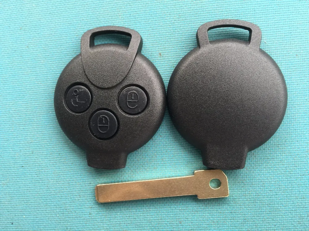

ZABEUDEIR FOR Mercedes Smart Car Fortwo City Roadster Pulse 3 Button Remote Fob Key Shell Case Uncut blade no logo