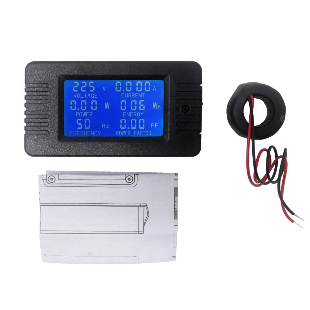 Round Coil Цифровой вольтметр Амперметр AC 110 220V 100A измеритель напряжения тока мощность энергия частота коэффициент мощности Детектор - Цвет: Round Coil