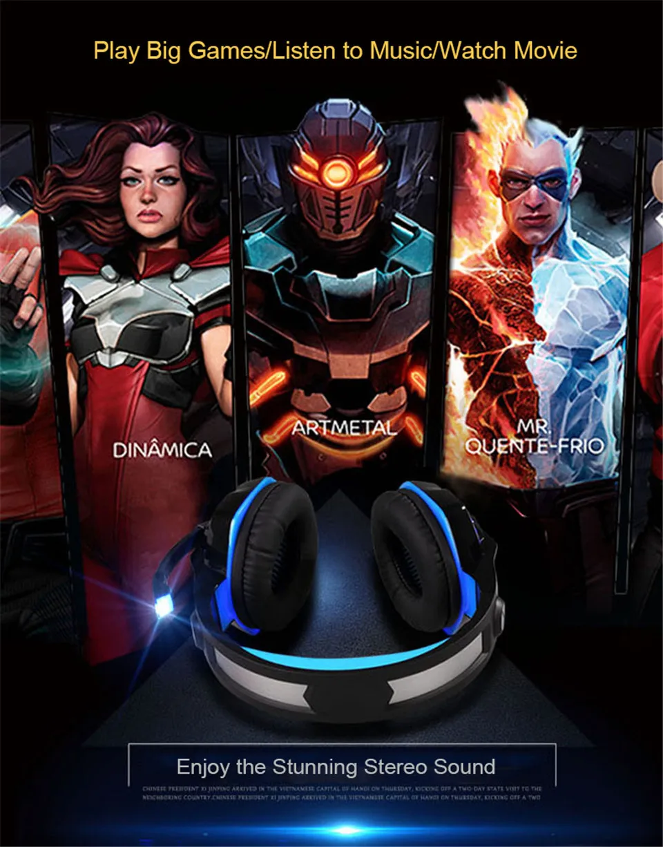 KOTION EACH PC Gaming Headset PC Gamer casque Stereo Headphones with Microphone Dazzle Lights Glow G2000 Upgrade for Computer (6)