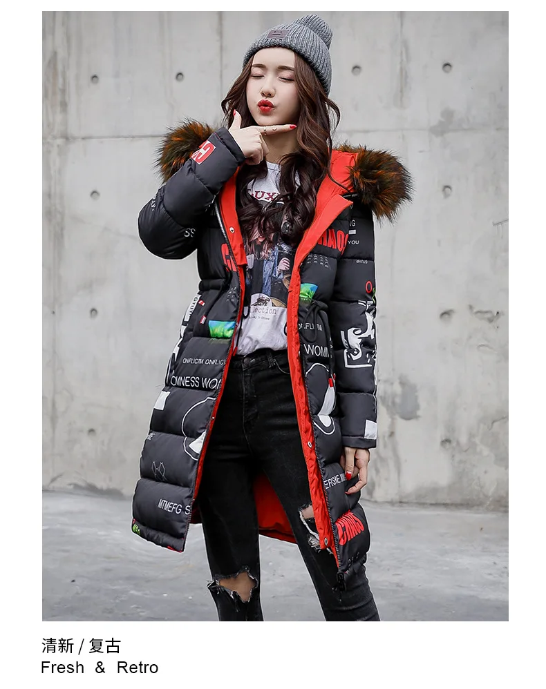 Deux marron Grand Version 2018 D'hiver De Fourrure Manteau Coton Longue Section marine face rouge La Noir gris Femmes Veste Hiver Bleu Coréenne Col 7Uxqgnqv