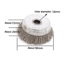 20 мм стальная проволочная щетка для чашки 16 мм Диаметр отверстия 90 мм гофрированная щетина из закаленной стали инструмент для полировки металла