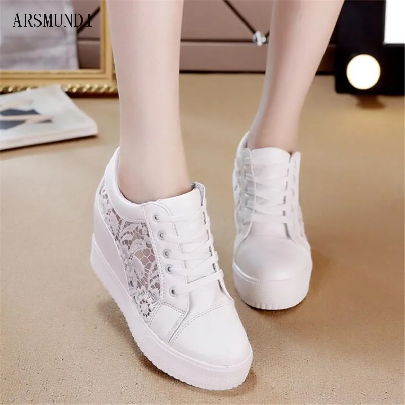 

ARSMUNDI 2018 Fashion New Wedge Women Footwear Height Increasing women Shoes Women's casual shoes Increase 8CM Sneakers M231