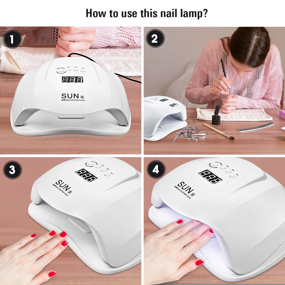 SUN X 54W Led УФ лампа Сушилка для ногтей с 4 таймером 36 светодиодов анти перчатками