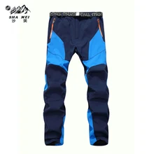 Winter Men Warm Softshell Fleece Pants Skiing Snowboard Outdoor Sport Hiking Trousers Grey Camping Climbing Breath Snow Pants facecozy men winter thicken skiing hiking pants windproof with warm fleece male trousers outdoor sports climbing softshell pants