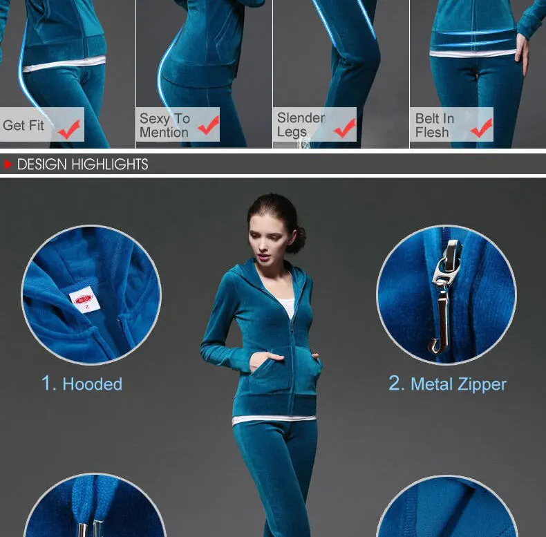 UMLIFE Sports Suit Women Velvet Tracksuit 2017 New Fitness Sport Casual Set Embroidery Fashion Jogging Suit Femme Track Suit  (2)