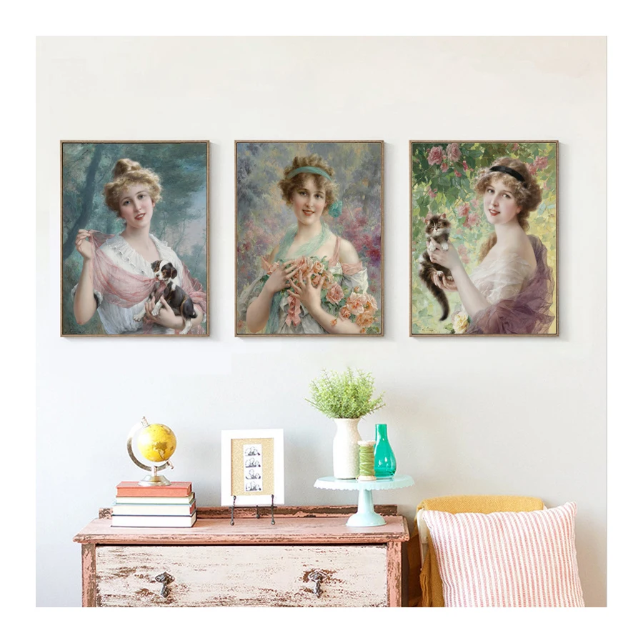 

triptych Diamond Painting women cat,Full Square diamond Embroidery sale 3d Cross-Stitch 5d diamond Mosaic girl room Decor 3pcs