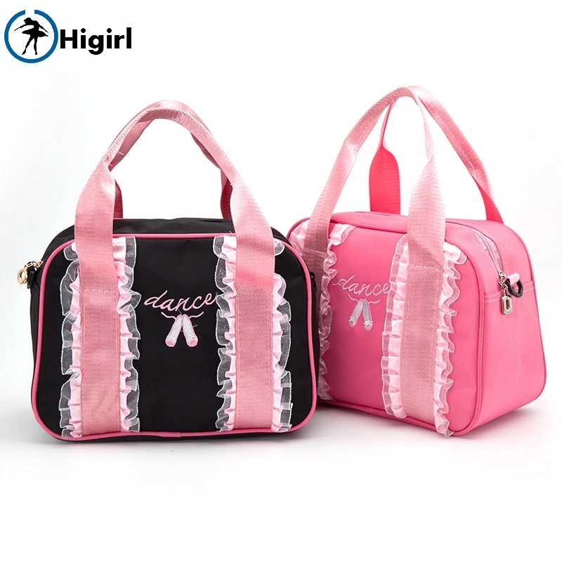Girls Black Pink Ballet Bag Toddler Cute Dance Bags Pointe Shoe