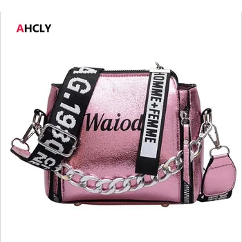 

Popular Female handbags Women Letter Shoulder Bag Candy color Crossbody laser Ladies bucket bags Exquisite Chain bags Clutch